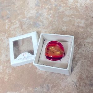 Antica Murrina Venezia Red Orange & Gold Murano Glass Ring